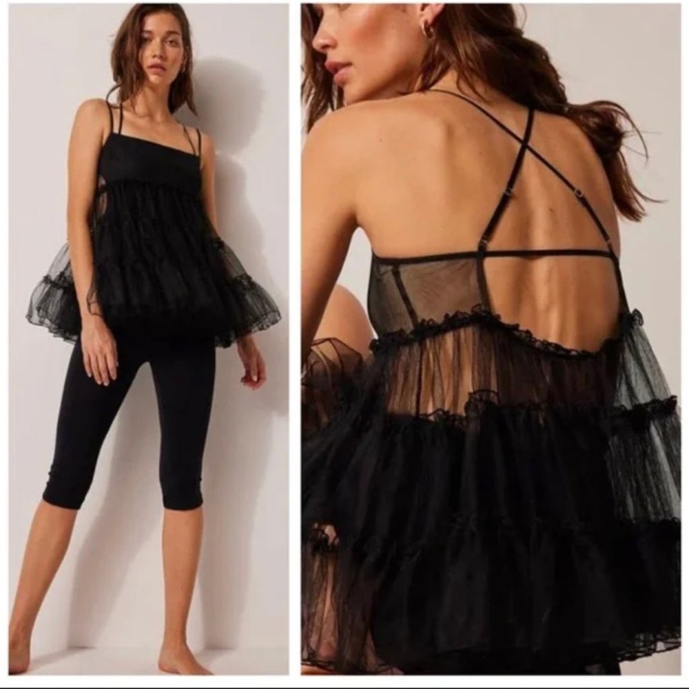 NWOT Free People Take It Easy Tunic in Black